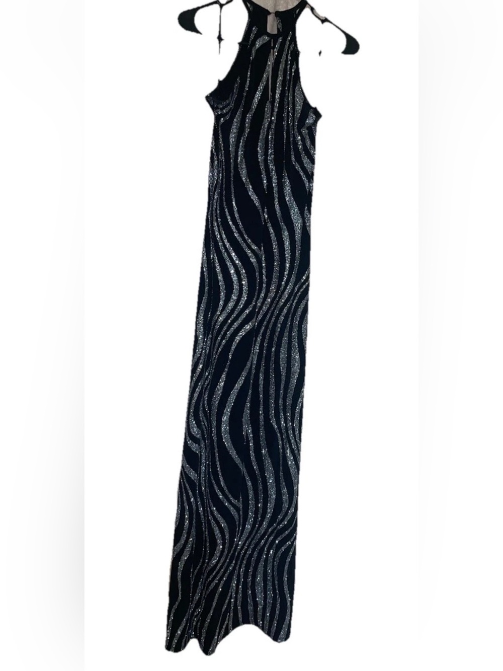 J.R. Nites By Caliendo Vintage Sz S Black & Silver Glitter Formal Evening Dress